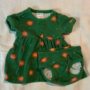 Green Lion Baby Dress Set